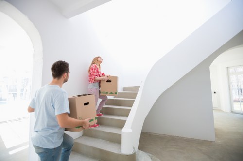 Boxes and personal items arranged for student storage in Bermondsey