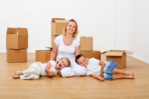 Protected sofas and tables in furniture storage Bermondsey